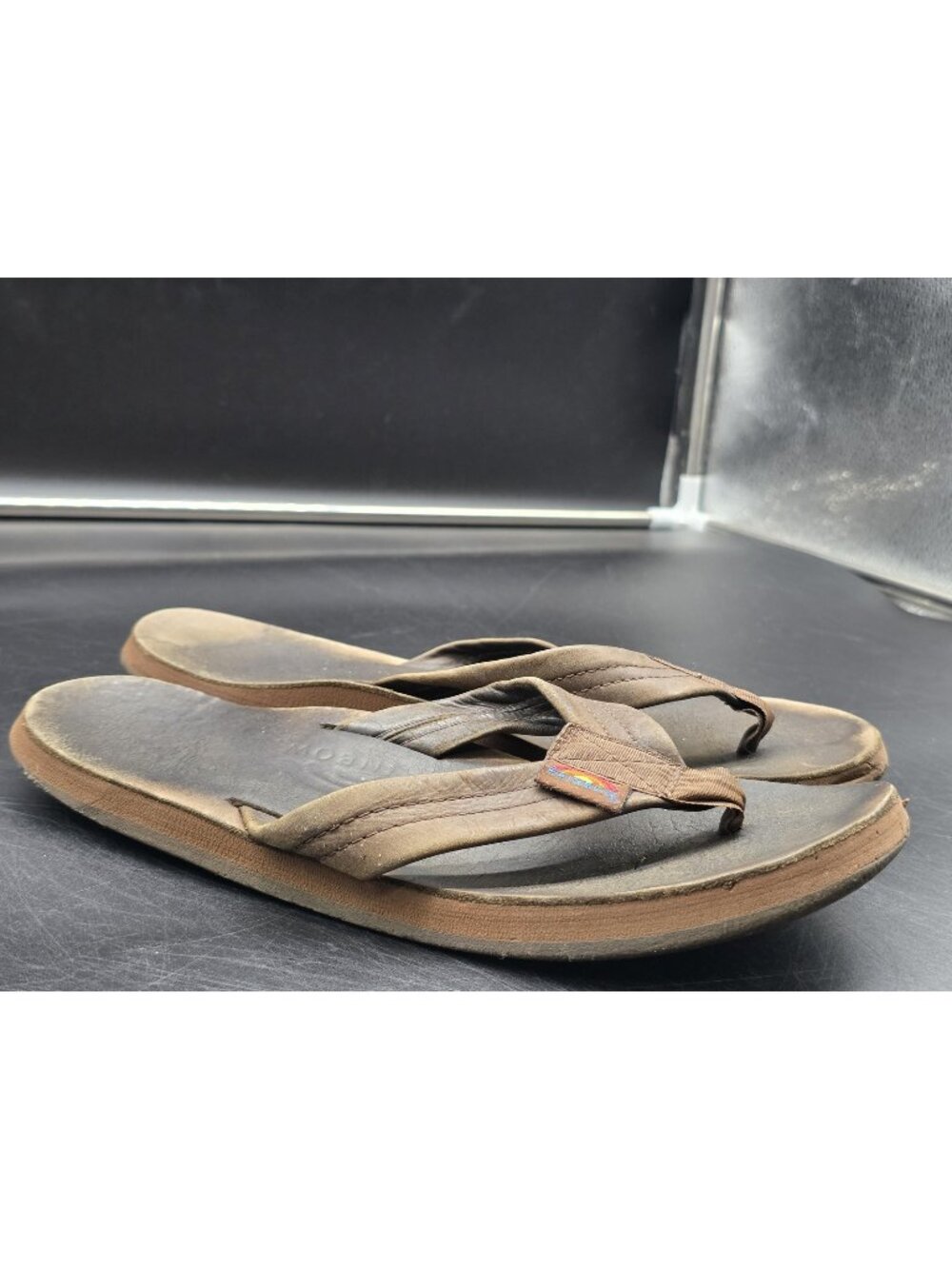 Rainbow Sandals Mens Size 7.5/8.5 Leather Thong Flip Flops Damage Comfort Casual